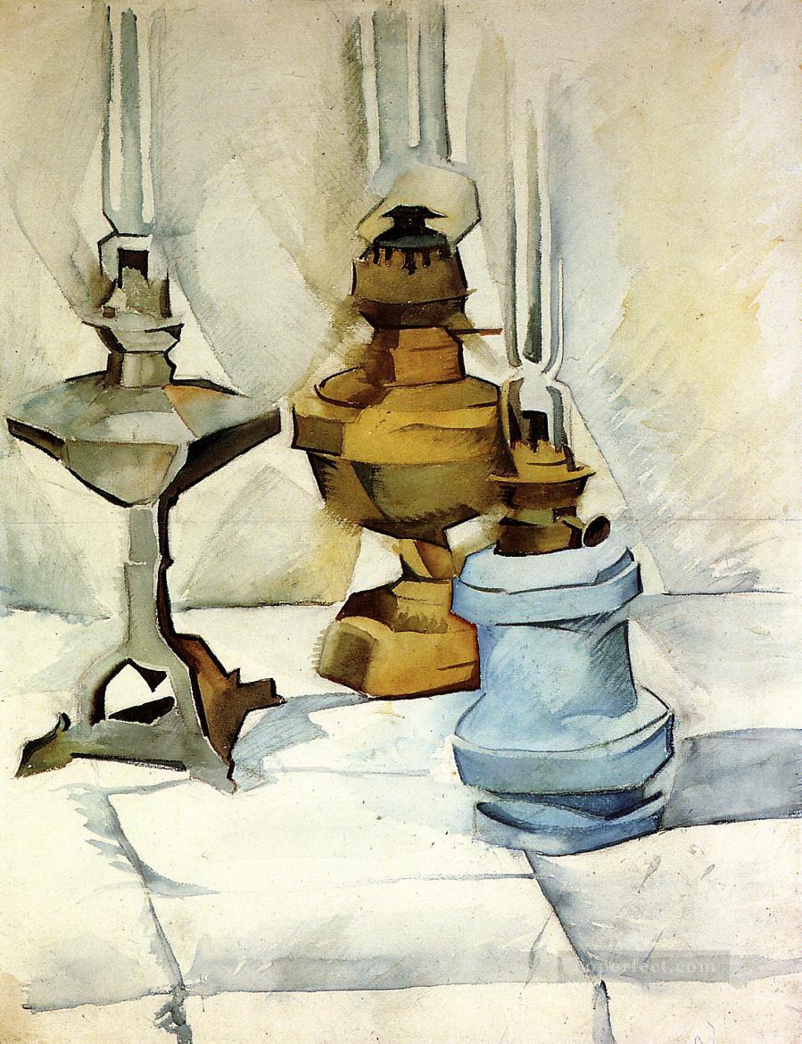 three lamps 1911 Juan Gris Oil Paintings
